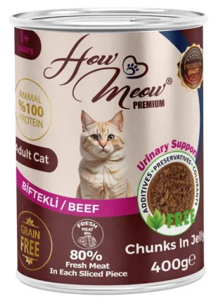Вологий повнораціонний корм HowMeow Adult Cat з яловичиною для котів, 400 г