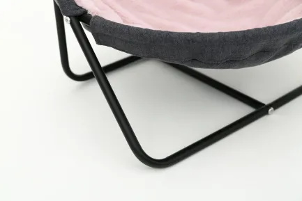 Складаний лежак для домашніх тварин MISOKO Pet bed round plush, 45x45x22 cm, grey and pink — Фото 2