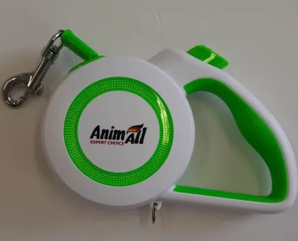 Повідець-рулетка AnimAll Reflector для собак вагою до 25 кг, 5 м, салатово-біла