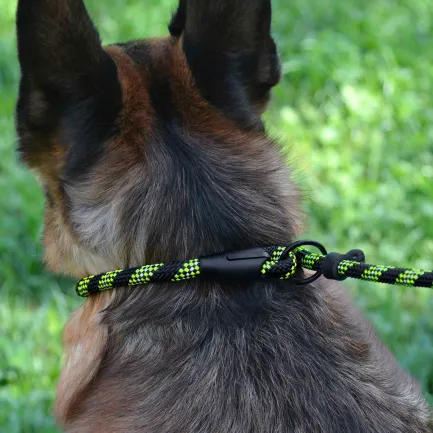 Повідець-Зашморг для Собак Bronzedog Active з Альпіністського Шнура Світловідбиваючий Чорно-Салатовий S/M — Фото 7