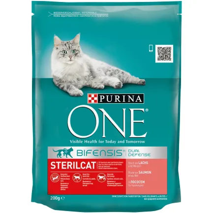 Сухий корм PURINA ONE Sterilcat для дорослих котів після стерилізації комплекс Bifensis з лососем та пшеницею 200 г