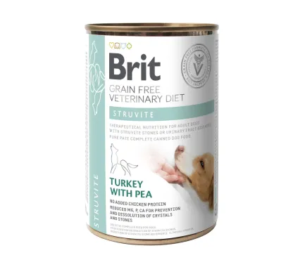 Вологий корм Brit GF VetDiet Struvite для собак, при сечокам'яній хворобі, індичка та горошок, 400 г