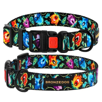 Нашийник для собак BronzeDog Urban Folk нейлоновий із пластиковою пряжкою чорний XL — Фото 2