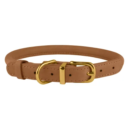 Нашийник для собак круглий шкіряний BronzeDog Crazy Світло-Коричневий XL — Фото 1