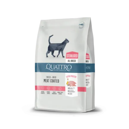 Quattro Cat Sterilized корм для стерилізованих котів з м'ясом птиці 7 кг