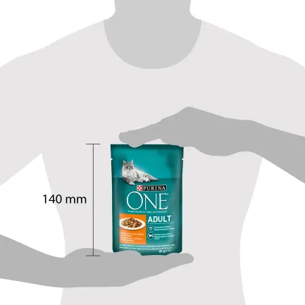 Вологий корм PURINA ONE Adult для дорослих котів шматочки в соусі з куркою та зеленою квасолею 85 г — Фото 2