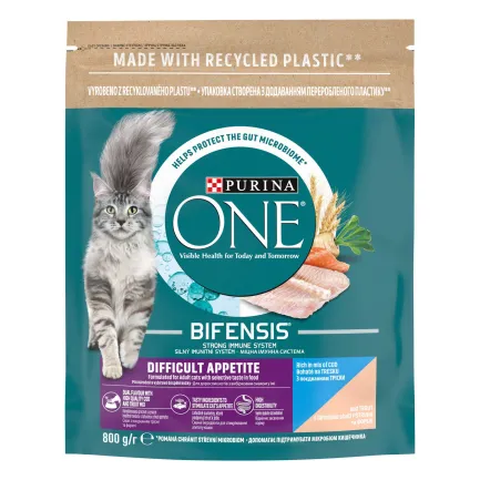 Сухий корм PURINA ONE Difficult Appetite для дорослих котів з вибірковим смаком у їжі з тріскою та фореллю 800 г