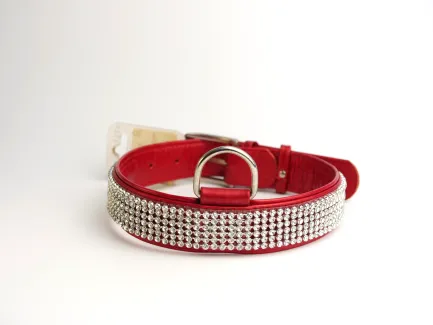 Нашийник "CoLLaR brilliance" з оздобленням "Полотно стрази" (ширина 35мм, довжина 46-60см) червоний — Фото 1