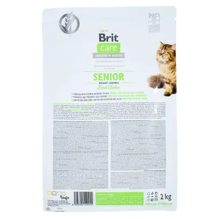 Сухий корм Brit Care Cat GF Senior Weight Control для котів похилого віку з надмірною вагою, курка, 2 кг — Фото 2
