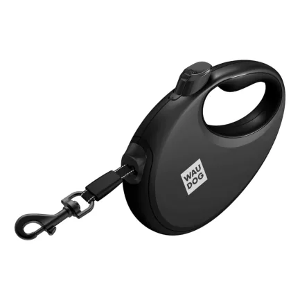 Повідець-рулетка для собак WAUDOG R-leash з контейнером для пакетів, світловідбивна стрічка, М, до 20 кг, 5 м, чорний — Фото 4