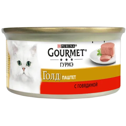 Вологий корм GOURMET Gold для дорослих котів паштет з яловичиною 85 г — Фото 2