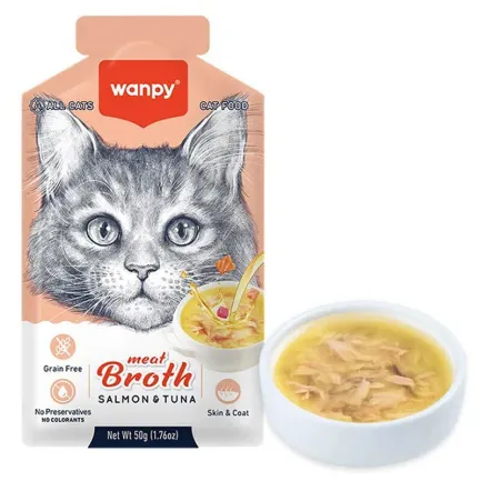 Wanpy Meat Broths Salmon &amp; Tuna суп з лососем і тунцем для котів 50г