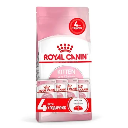 Сухий корм Royal Canin KITTEN для кошенят всіх порід 2 кг + 4 WET