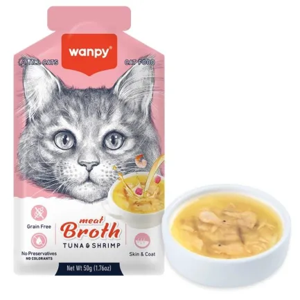 Wanpy Meat Broths Tuna &amp; Shrimp суп з тунцем і креветками для котів 50г