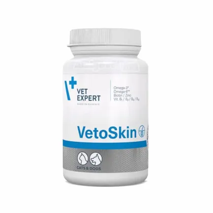 Харчова добавка Vet Expert VetoSkin для підтримання здоров’я шкіри і шерсті у котів та собак 90 таблеток