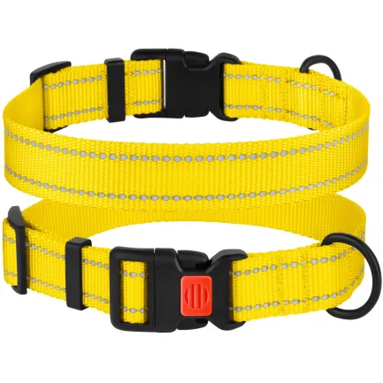 Нашийник для Собак BronzeDog Active Нейлоновий зі Світловідбиттям та Пластиковою Пряжкою Жовтий L