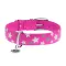 Нашийник для собак шкіряний WAUDOG Glamour з QR паспортом, візерунок "Зірочка", світонакоплювальний, Ш 35 мм, Дов 46-60 см рожевий — Фото 5