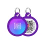 Адресник для собак і котів металевий WAUDOG Smart ID з QR паспортом, малюнок "Градієнт фіолетовий", коло, Д 25 мм Адресник для собак і котів металевий WAUDOG Smart ID з QR паспортом, малюнок "Градієнт фіолетовий", коло, Д 25 мм