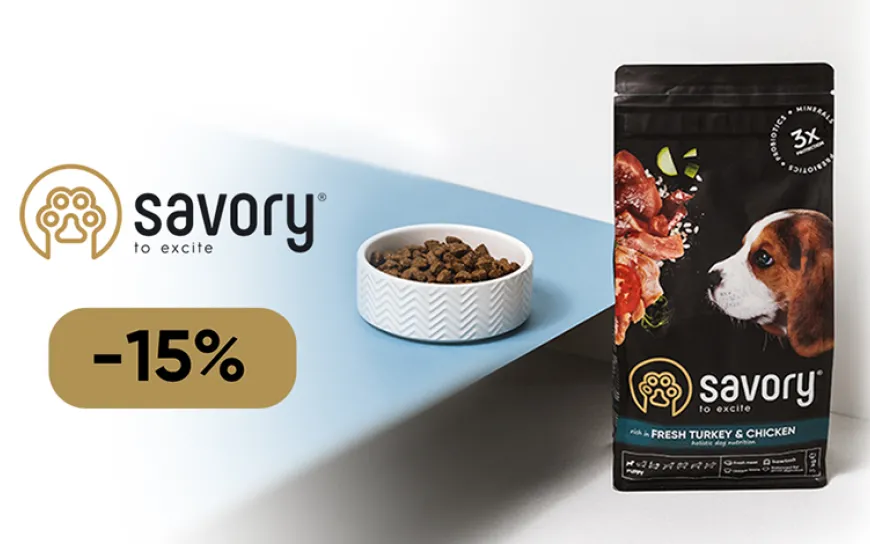Корм сухий Savory Puppy rich in Fresh Turkey -15%