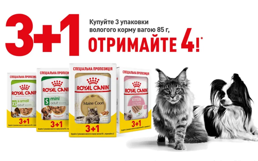 Акція від Royal Canin 3+1 на вологі раціони