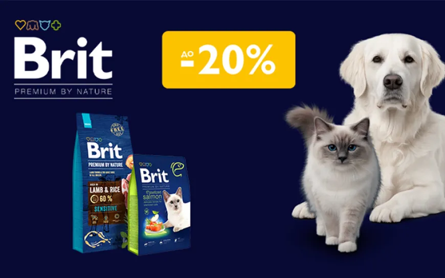 Акція на сухий корм для собак та котів Brit Premium!